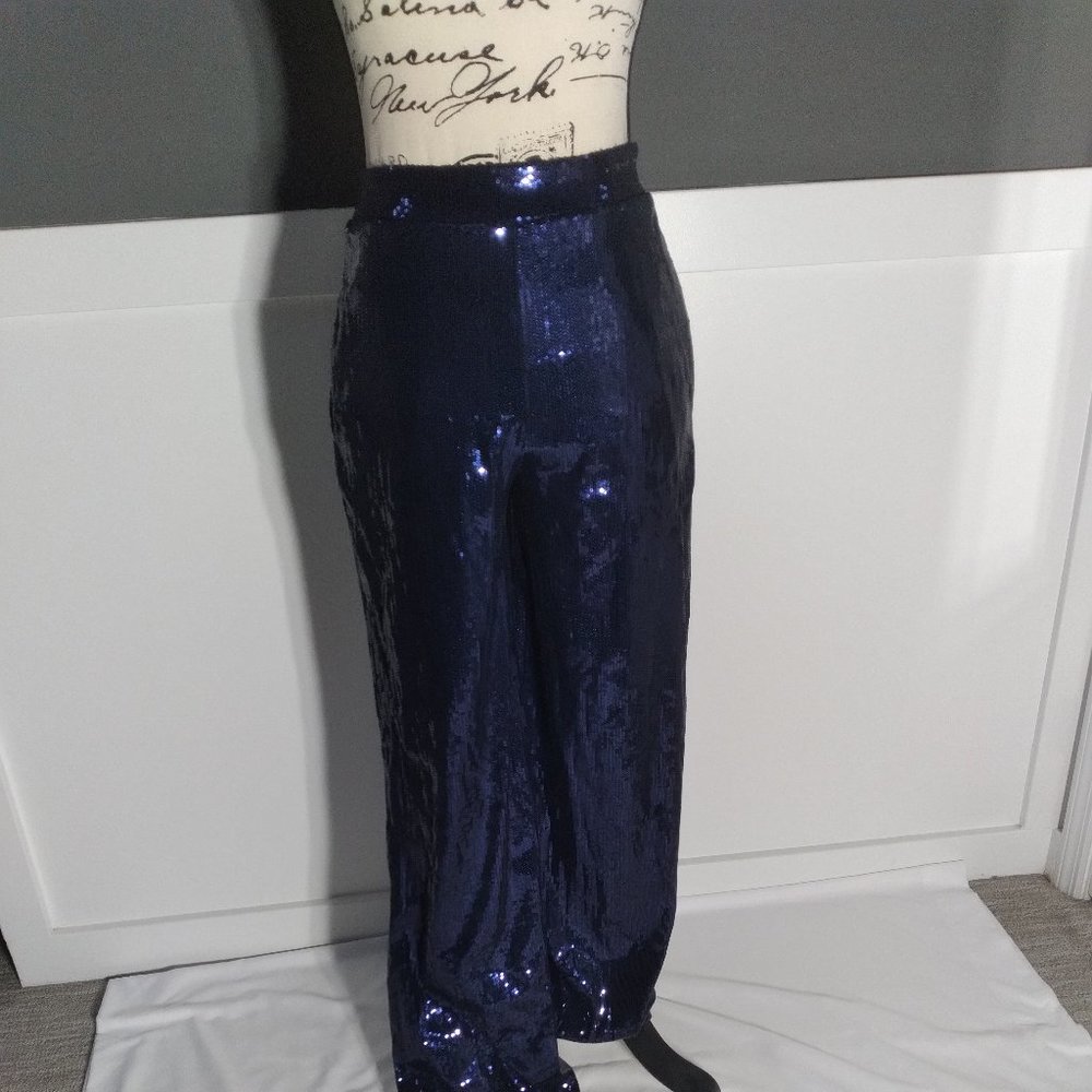 Holiday Navy Blue Sequined Trousers